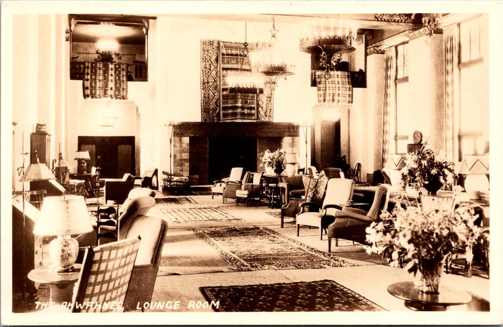 The Ahwahnee Lounge Room RPPC Vintage Postcard 4P24-30 The Ahwahnee Lounge Room RPPC Vintage Postcard 4P24-30