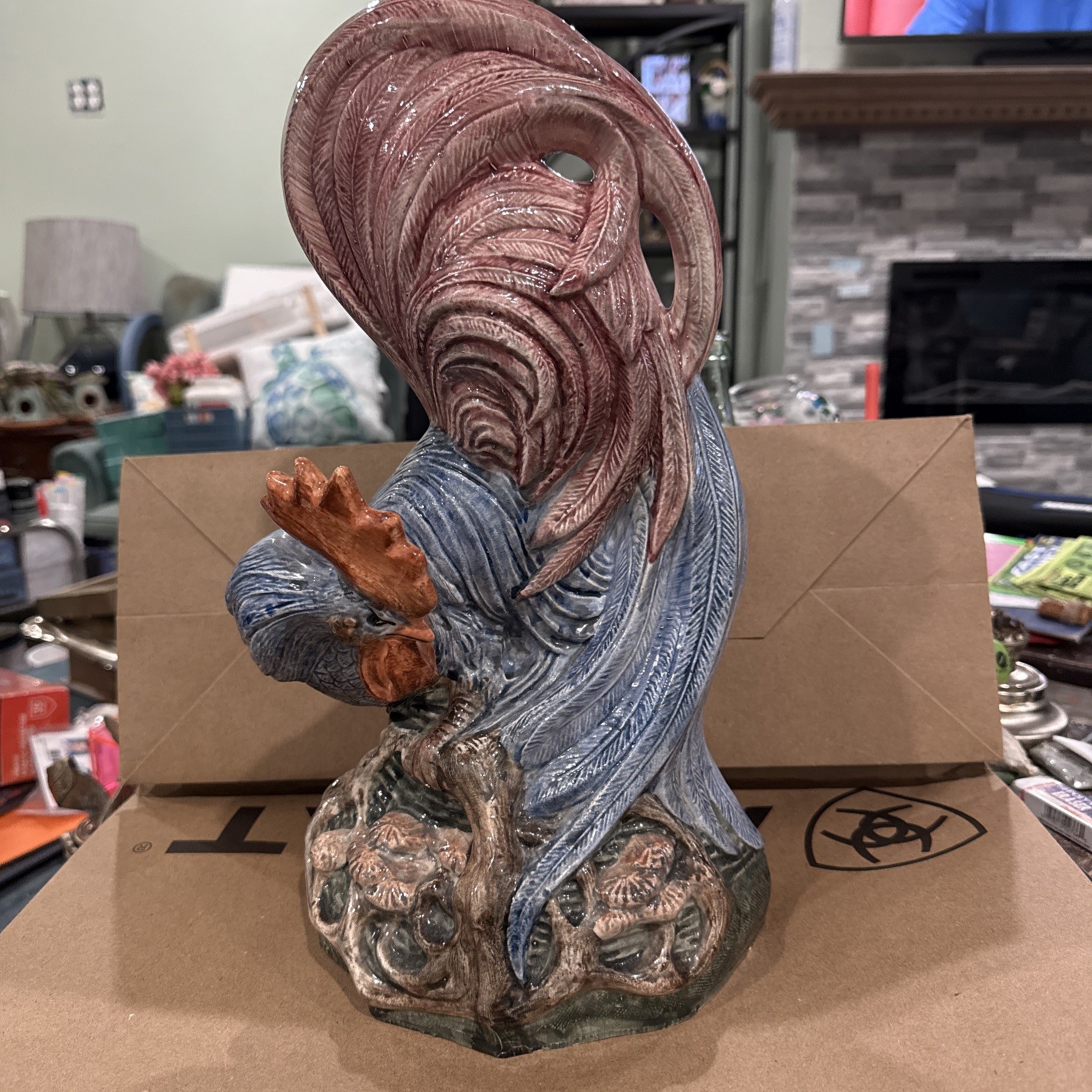 1967 Rooster Ceramic Statue - Handmade - Signed-Vintage - Beautiful Condition