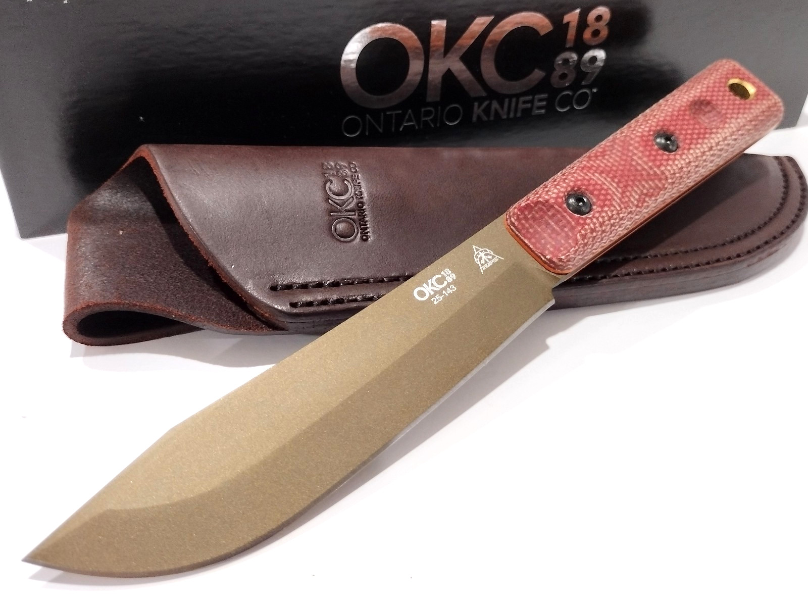 Ontario OKC TOPS Knives Red Bronze ON7026 XL Hunting Knife + Sheath NEW USA