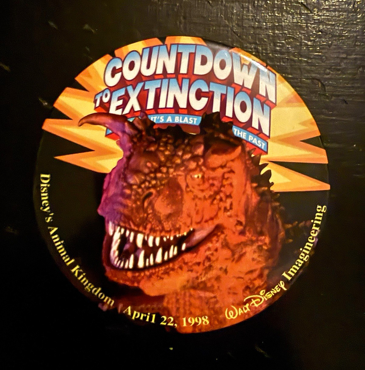 Disney Countdown to Extinction Walt Disney Imagineering Pinback Button 1998