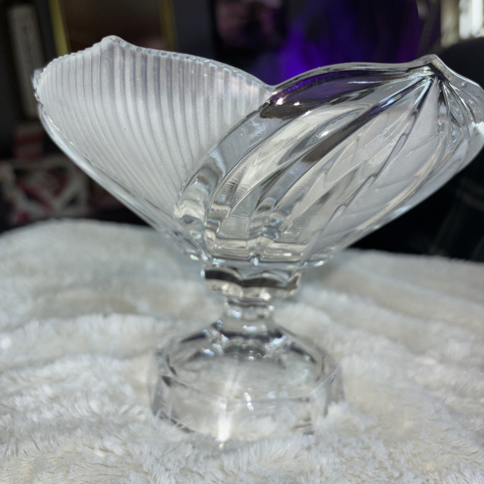 Crystal Clear ind.pedestal Compote Bowl Candy Glass crystal Made In Germany
