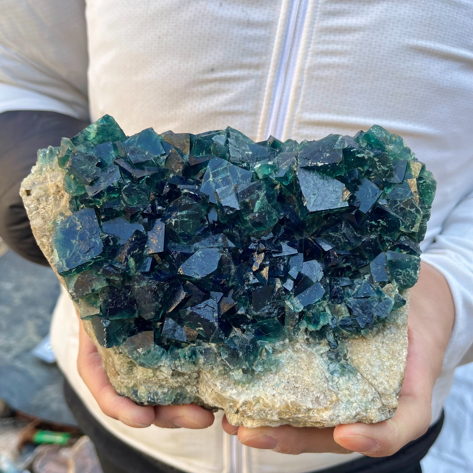 4.5lb Large Natural Green cube FLUORITE Quartz Crystal Cluster Mineral Specimen