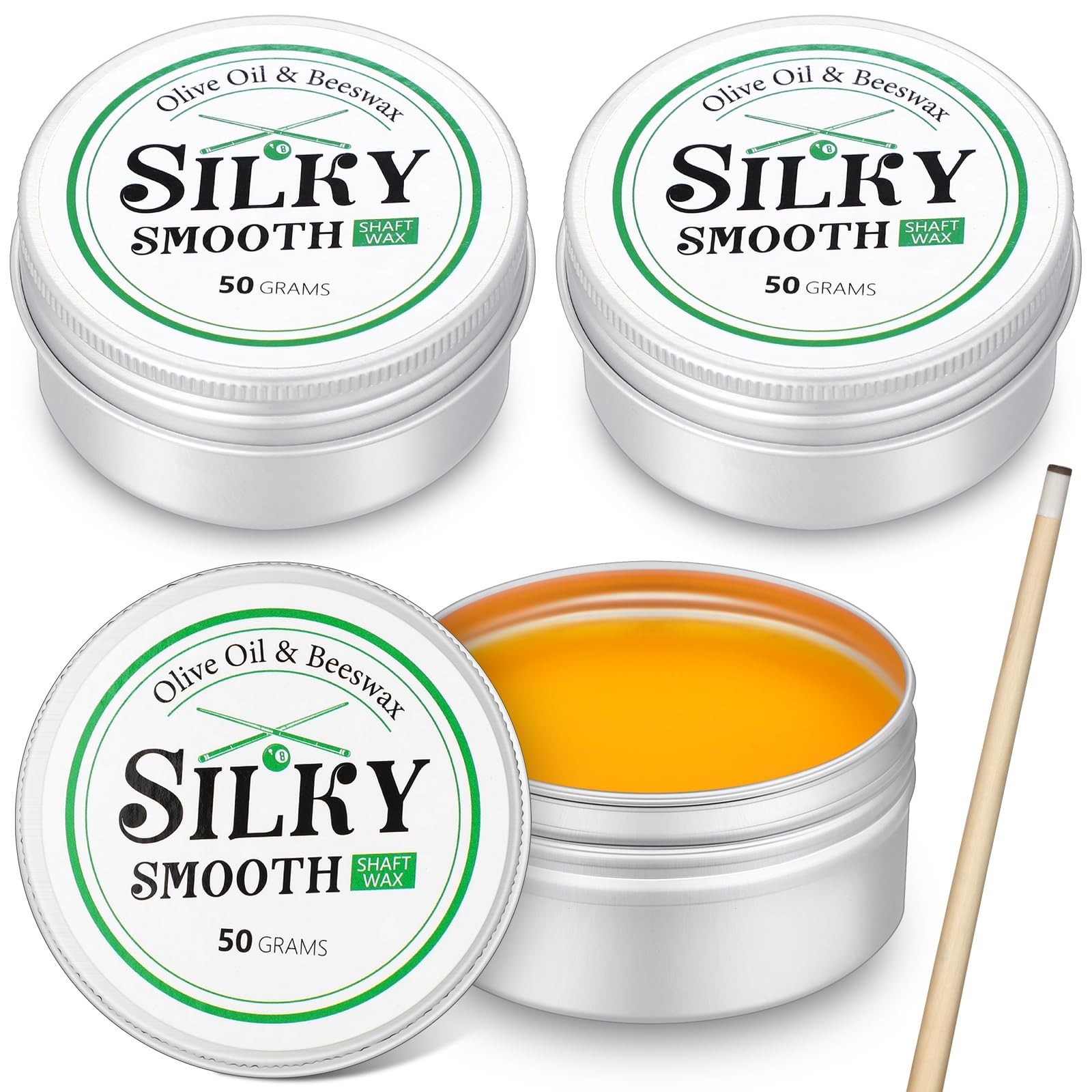 Threlaco 3 Pack Cue Shaft Wax, Silky Pool Stick Wax for Wood Shaft