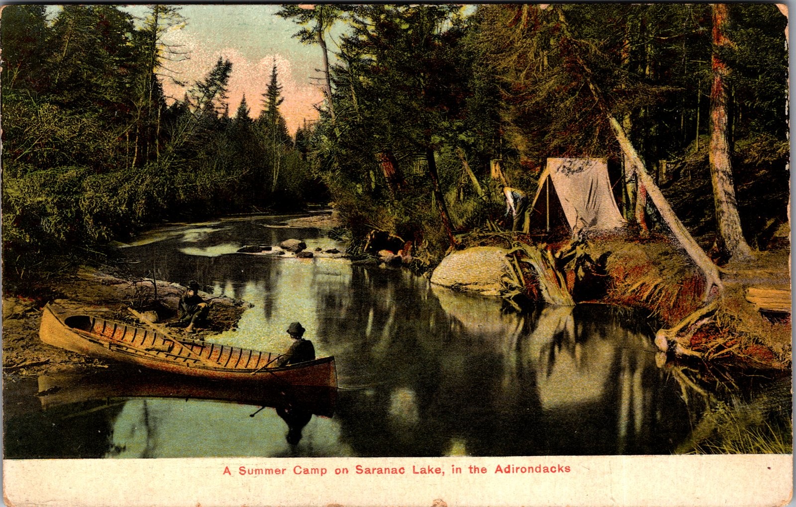 1908 A Summer Camp on Saranac Lake Adirondacks NY Vintage Postcard
