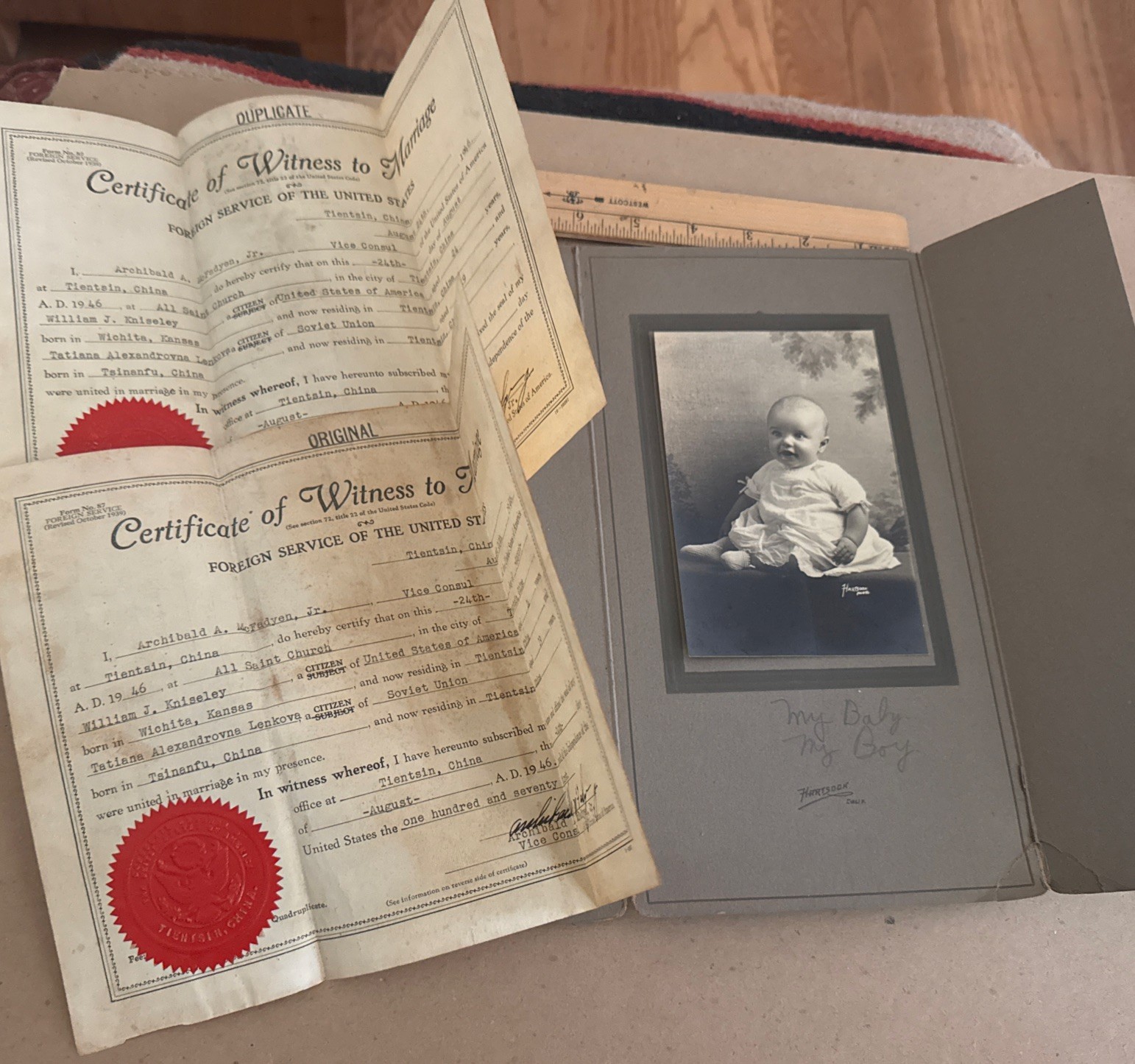 1946 China Marines USMC Tientsin Marriage Certificate Russian Bride Photos