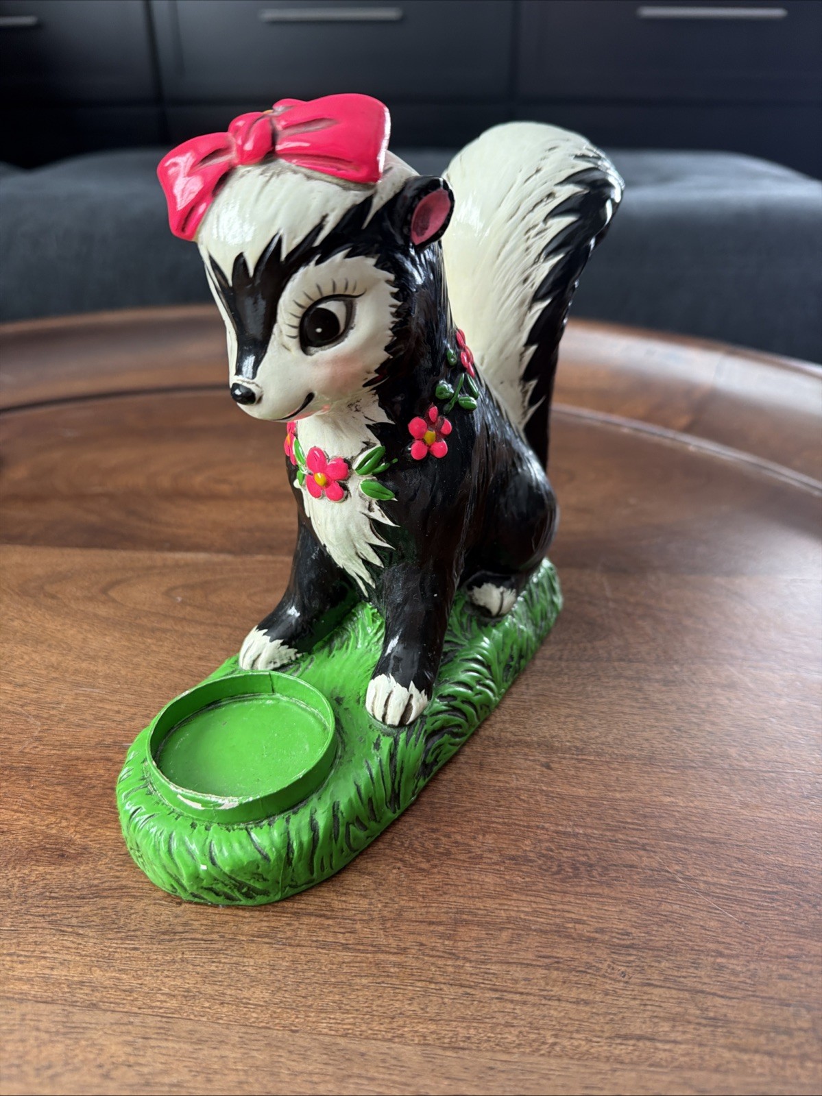 Vintage Earl Bernard Skunk Tea Candle Holder Made In Japan Bright Colors READ