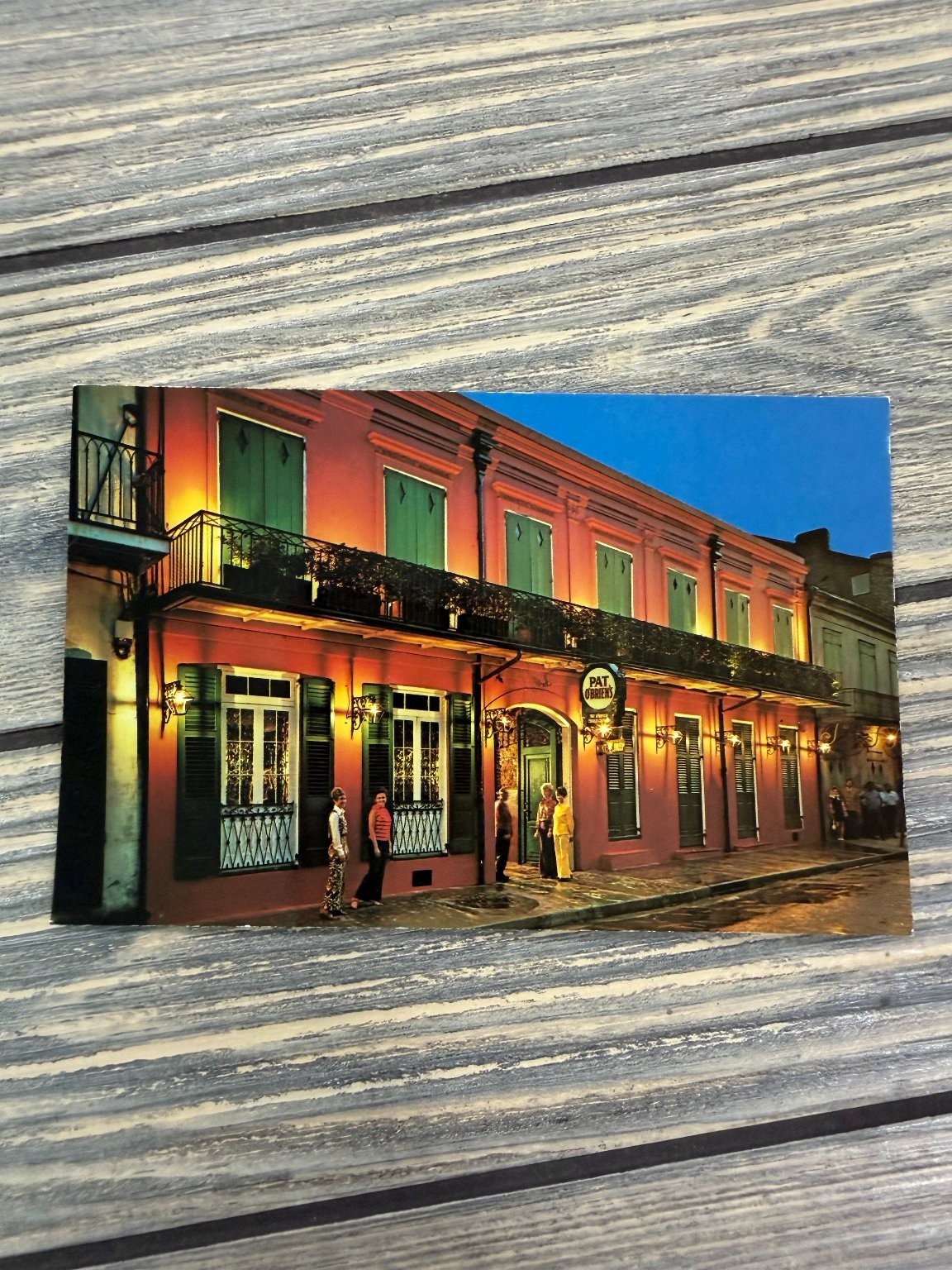 Pat O\'Brien\'s New Orleans Postcard Vieux Carré 1791 Spanish Theatre Hurricane