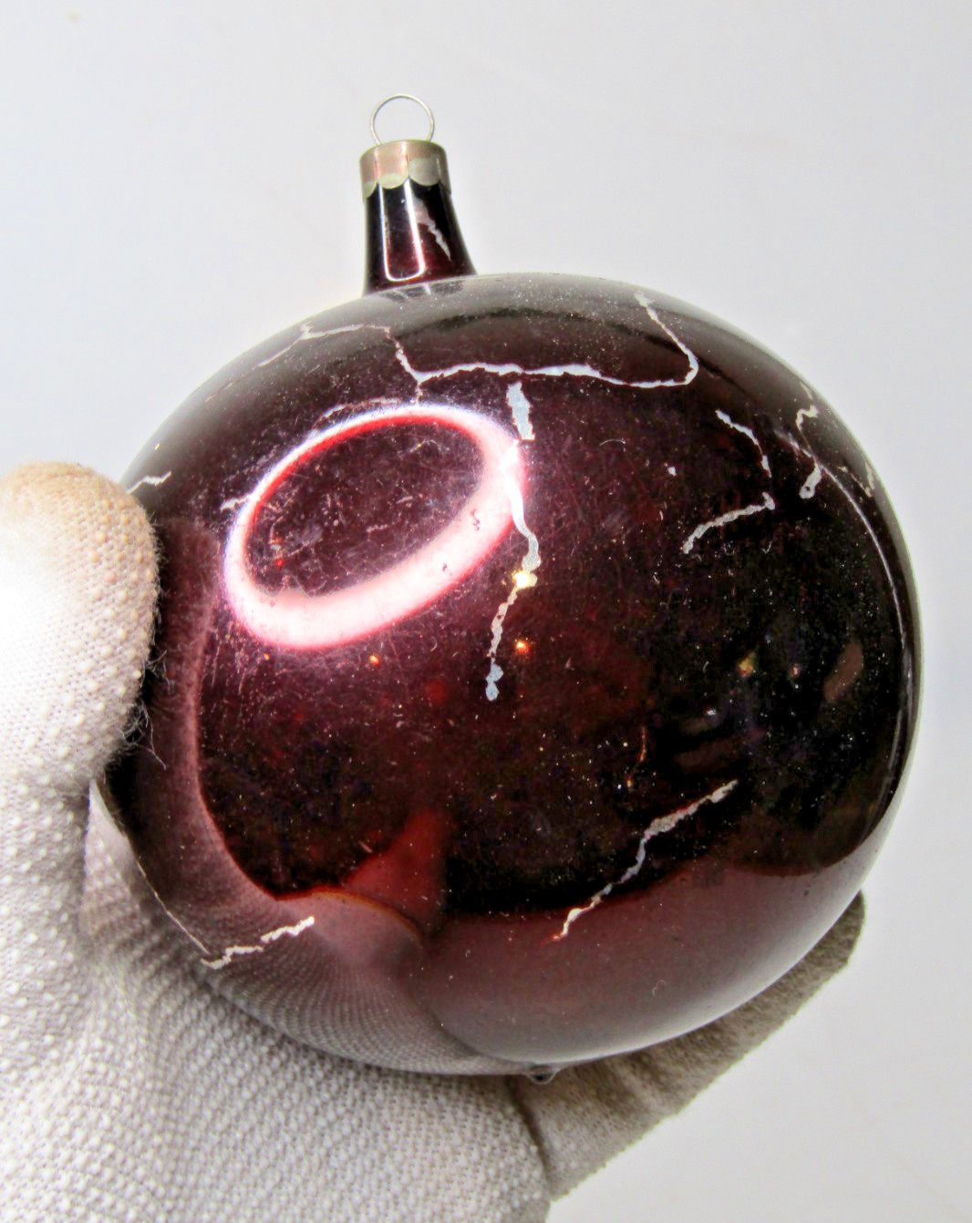 VTG pre WWII Blown Glass Large Classic BALL Christmas Ornament Heidt US of A
