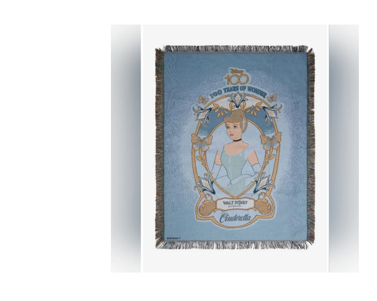 Rare Disney 100 year anniversary Cinderella Portrait Tapestry Throw