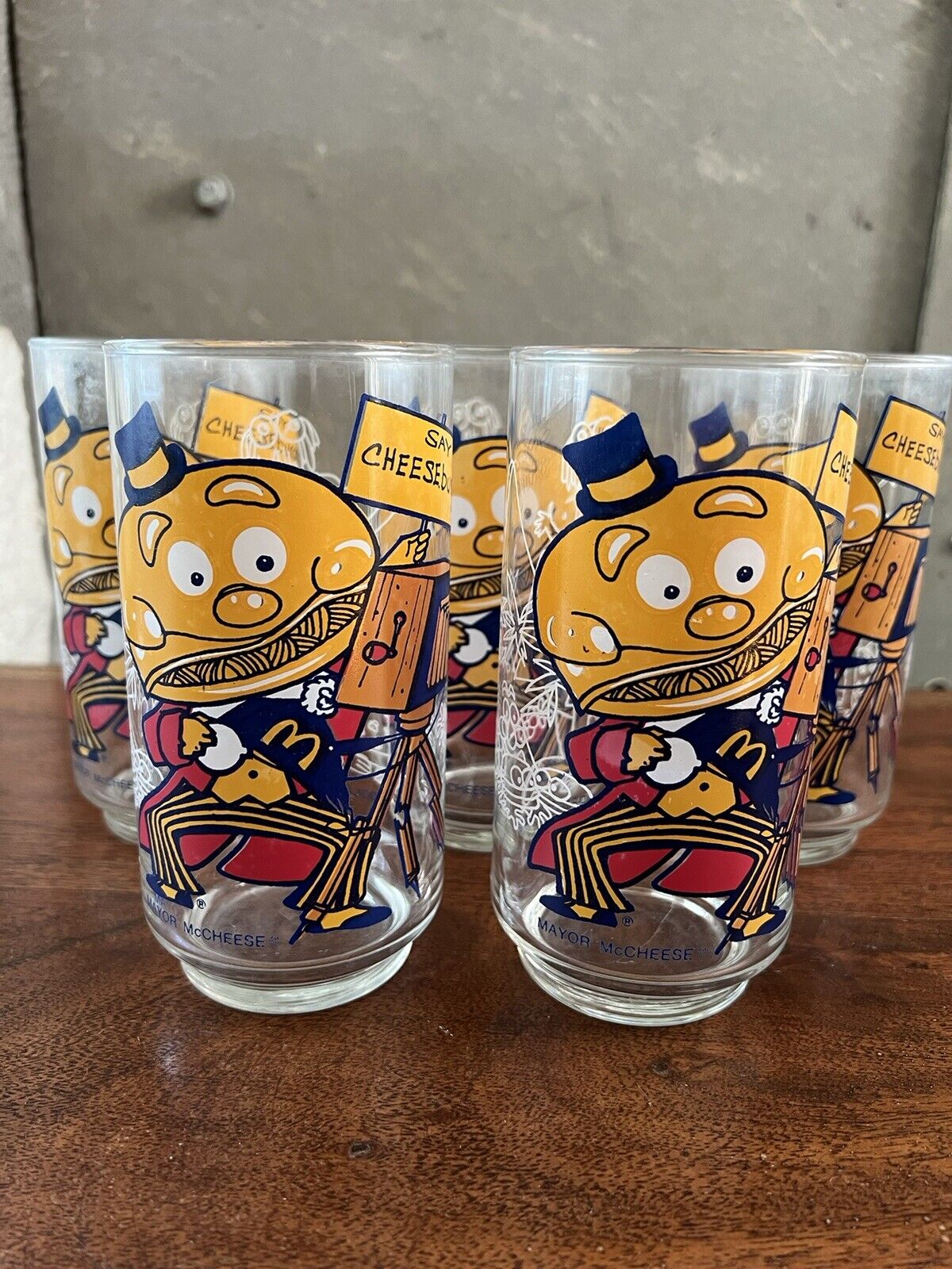 Vintage McDonald\'s Mayor McCheese Collector Drinking Glasses (1977) Lot of 5
