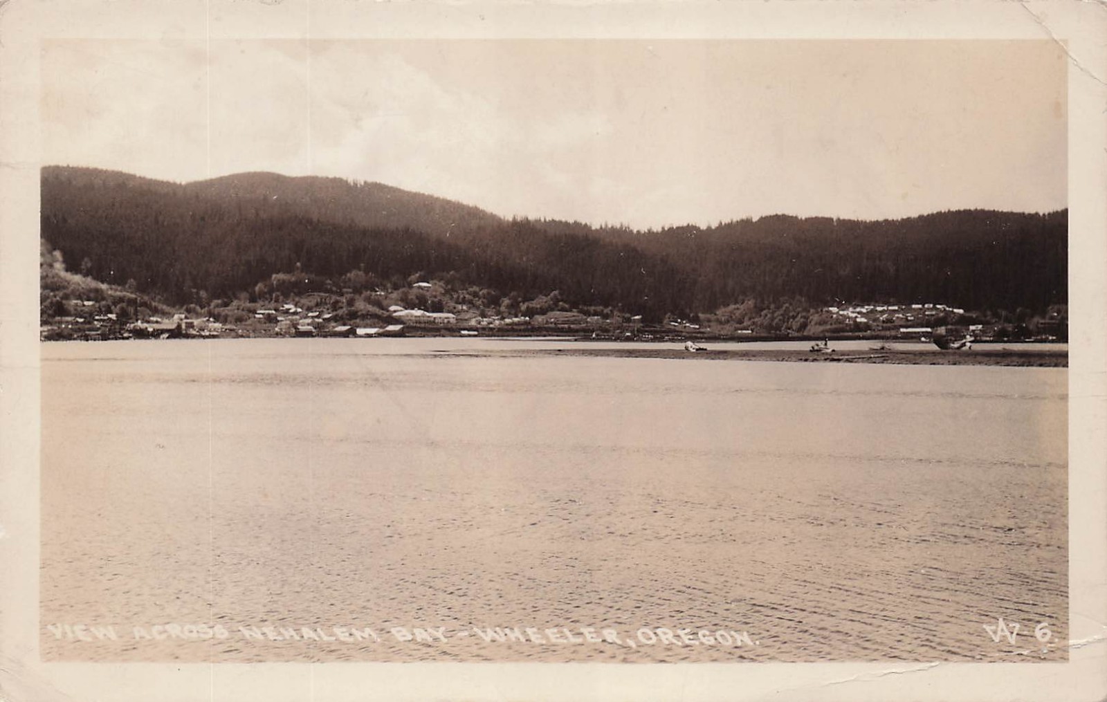 View Across Nehalem Bay Wheeler Oregon RPPC Photo Postcard K20