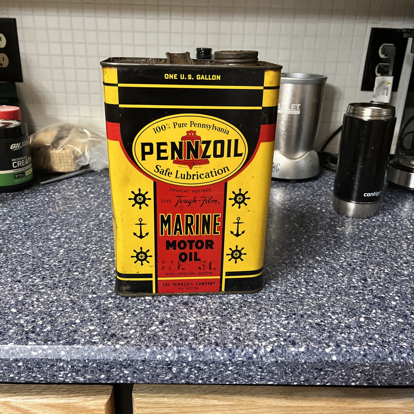 Vintage Pennzoil Outboard Motor Oil One Gallon Can Full Never Opened