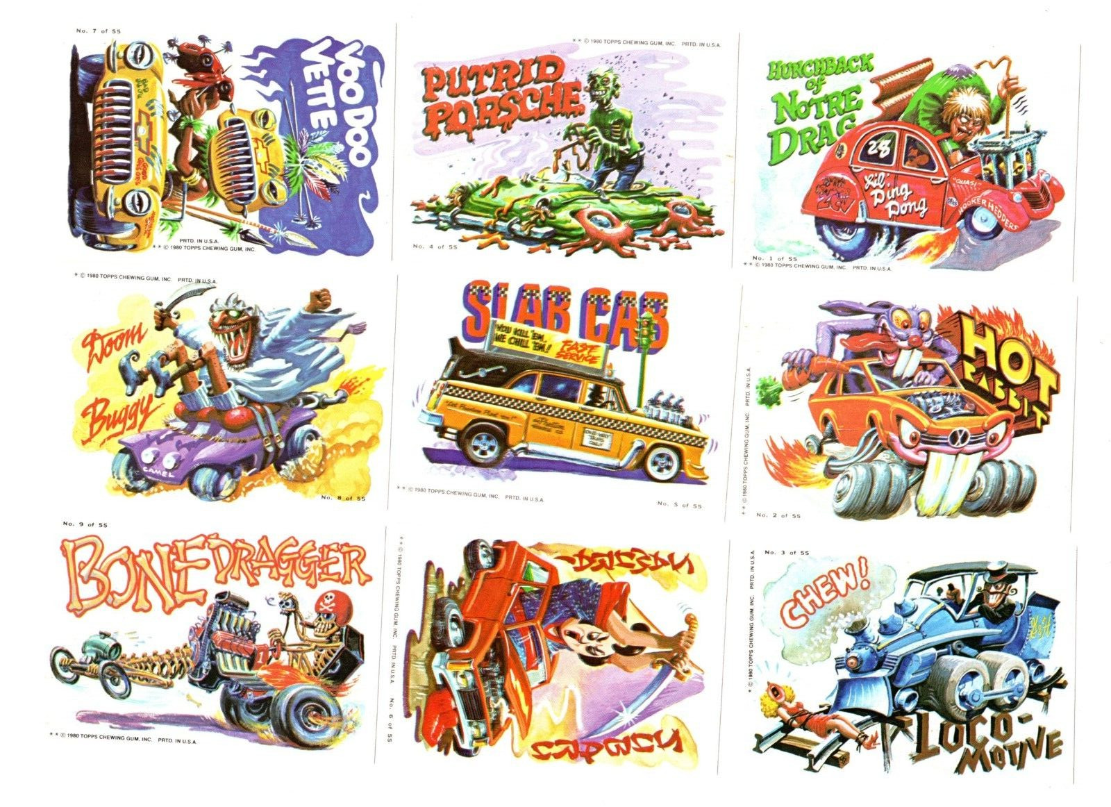 1980 TOPPS WEIRD WHEELS 55-CARD STICKER SET NM/MINT ALL CARDS SCANNED