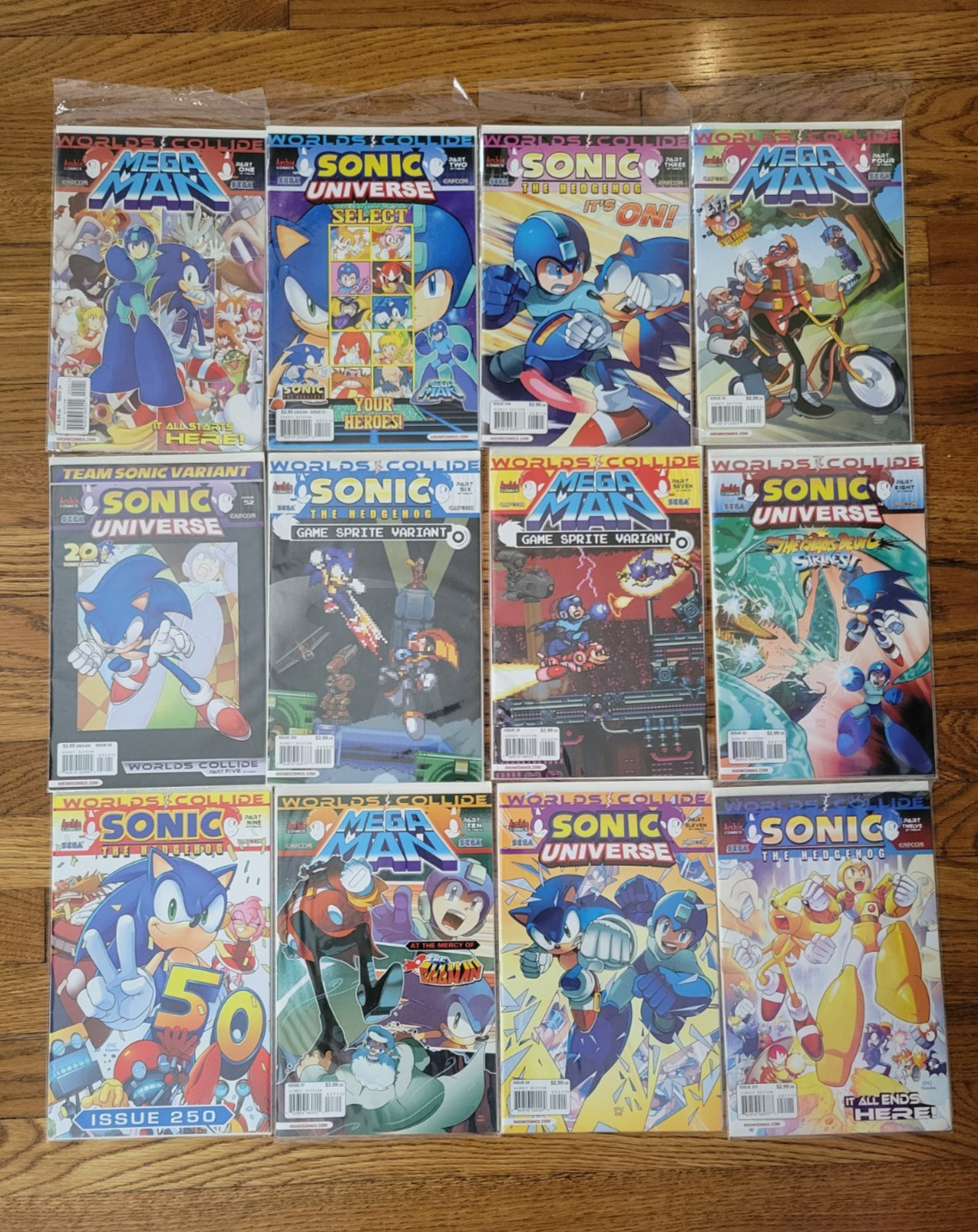 Sonic the Hedgehog Mega Man Worlds Collide Lot of 12 Issues (ARCHIE COMICS 2013)