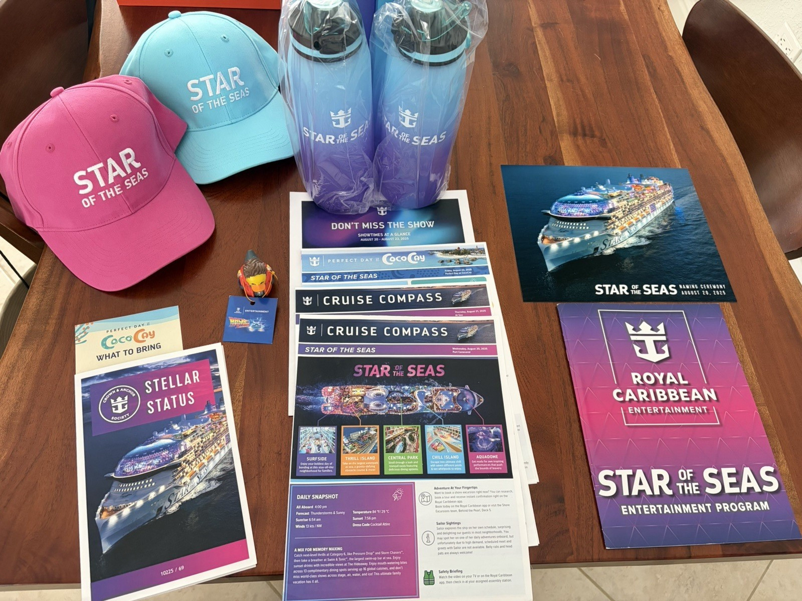 Royal Caribbean Star of the Seas Inaugural Sailing lot Hats, Bottles, and more