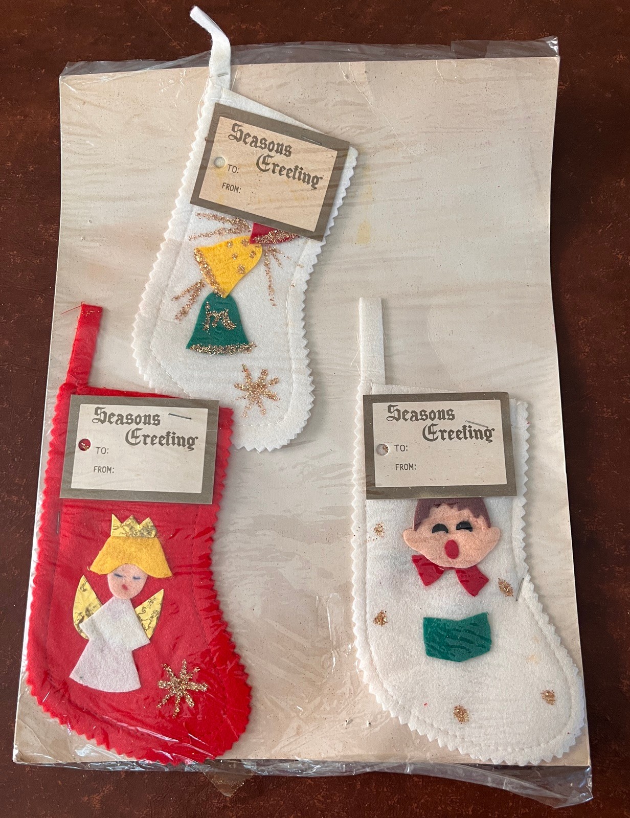 Vtg Christmas NOS Felt Glitter 5½