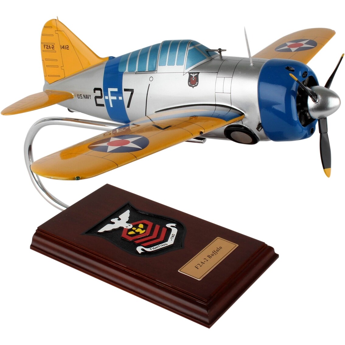 US Navy Brewster F2A Buffalo Fighter Desk Top Display Model WW2 SC 1/24 Airplane