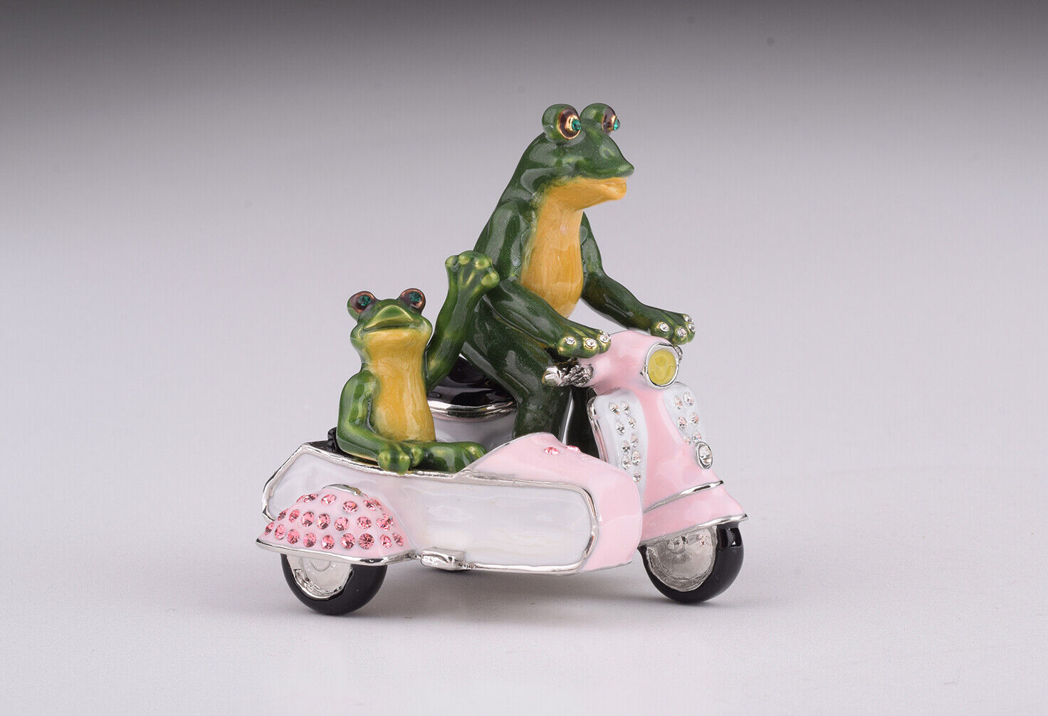 Frogs on  moped trinket box LIMITED EDITION  by Keren Kopal & Austrian crystals 