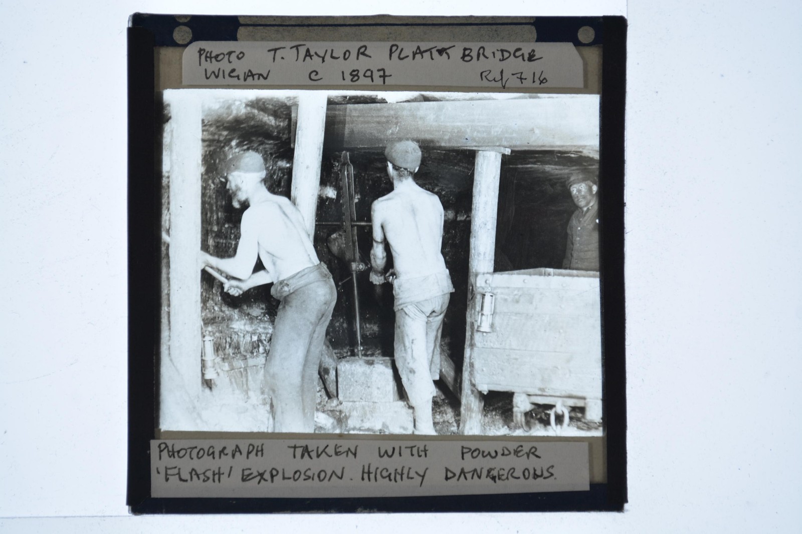 Coal Miners Underground Platt Bridge Wigan T Taylor Magic Lantern Slide 1897