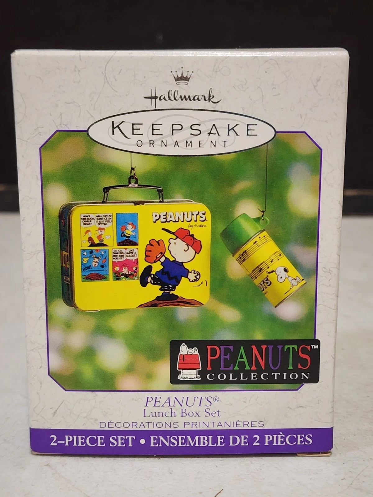 2000 Hallmark NRFB Ornament Peanuts Lunch Box 2 Piece Set--824-345