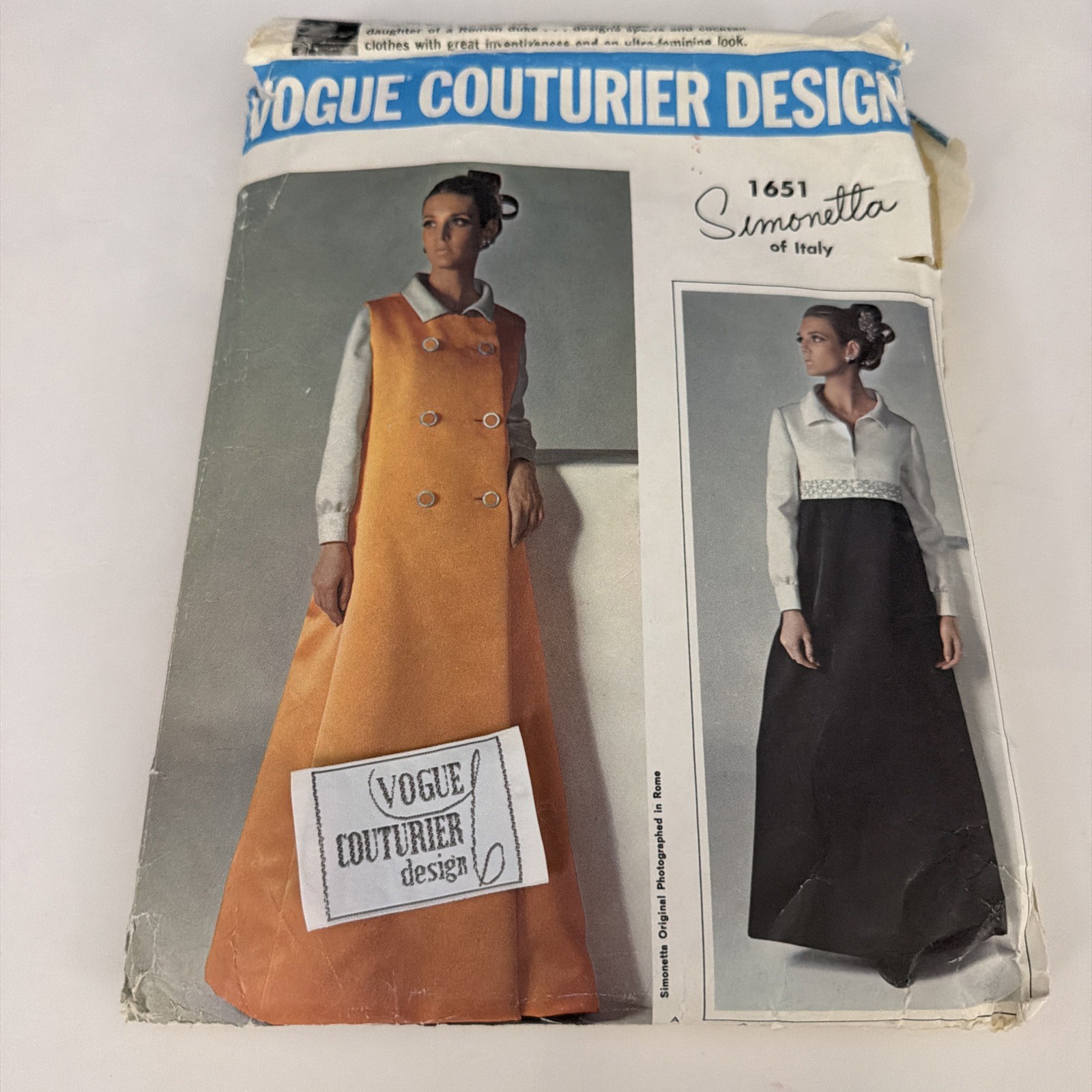 Vintage 1966 Pattern Vogue Couturier Design 1651 Simonetta Maxi Dress & Coat 12