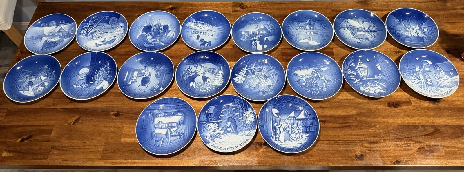 Bing & Grondahl B&G Blue Christmas Plates Lot 1969-1987 Denmark Porcelain (19)