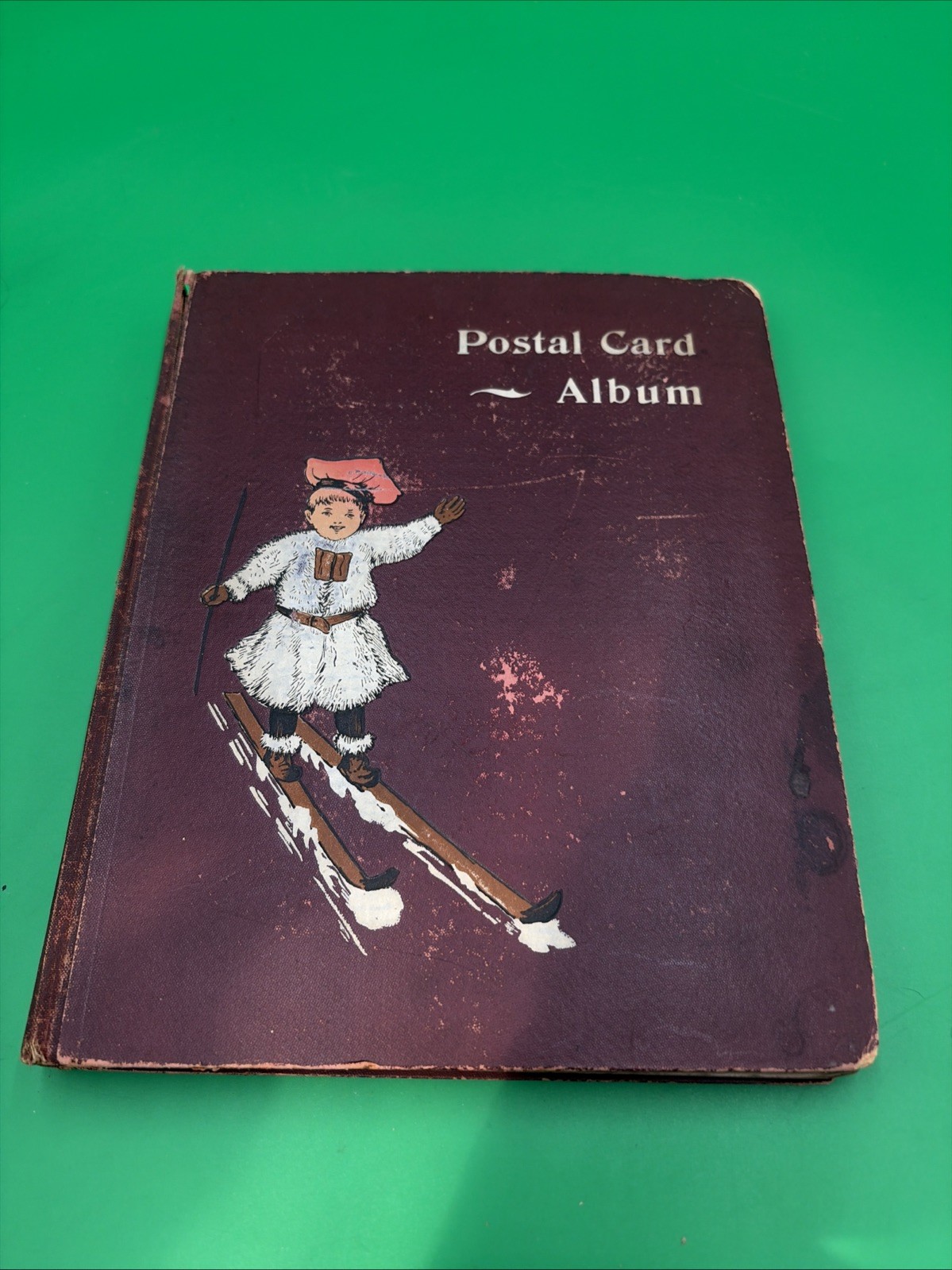 Antique 1900s Postcard Album With 37 Postcards 8 X 10 X 1”