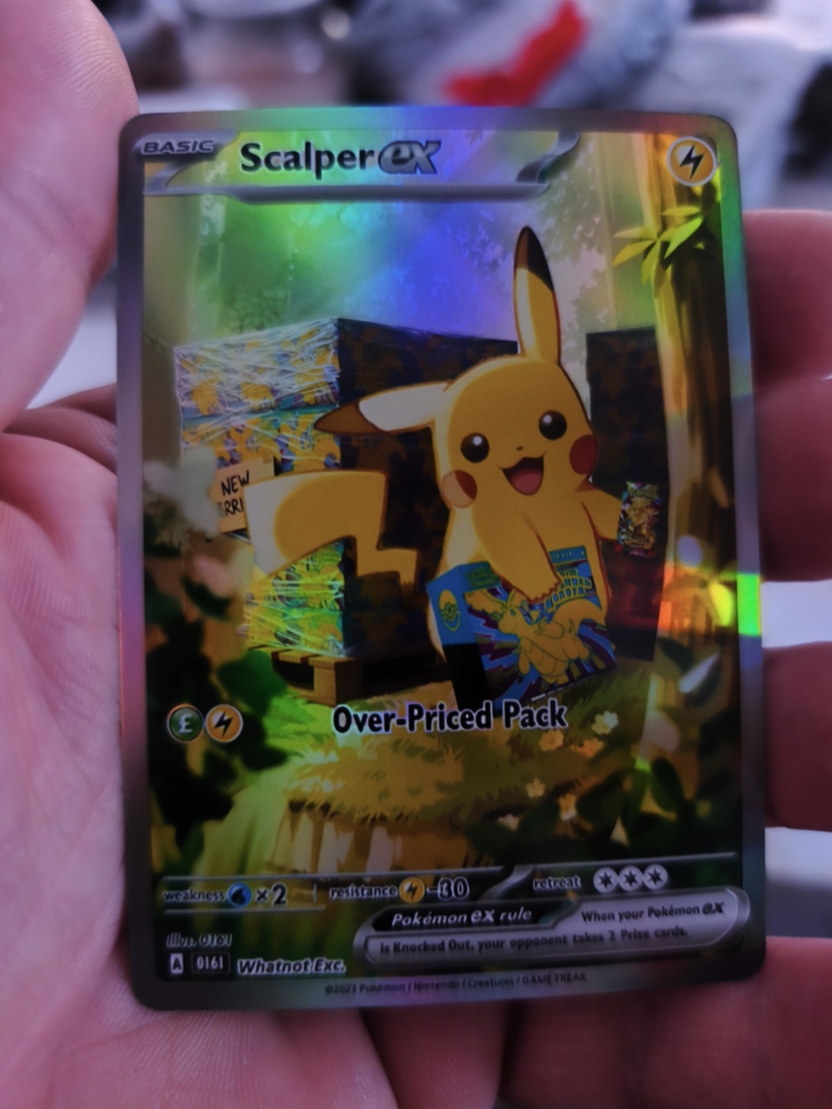 Pokemon CCG Scalper Pikachu Ex Custom CCG Card In Excellent Condition Pokemon CCG Card