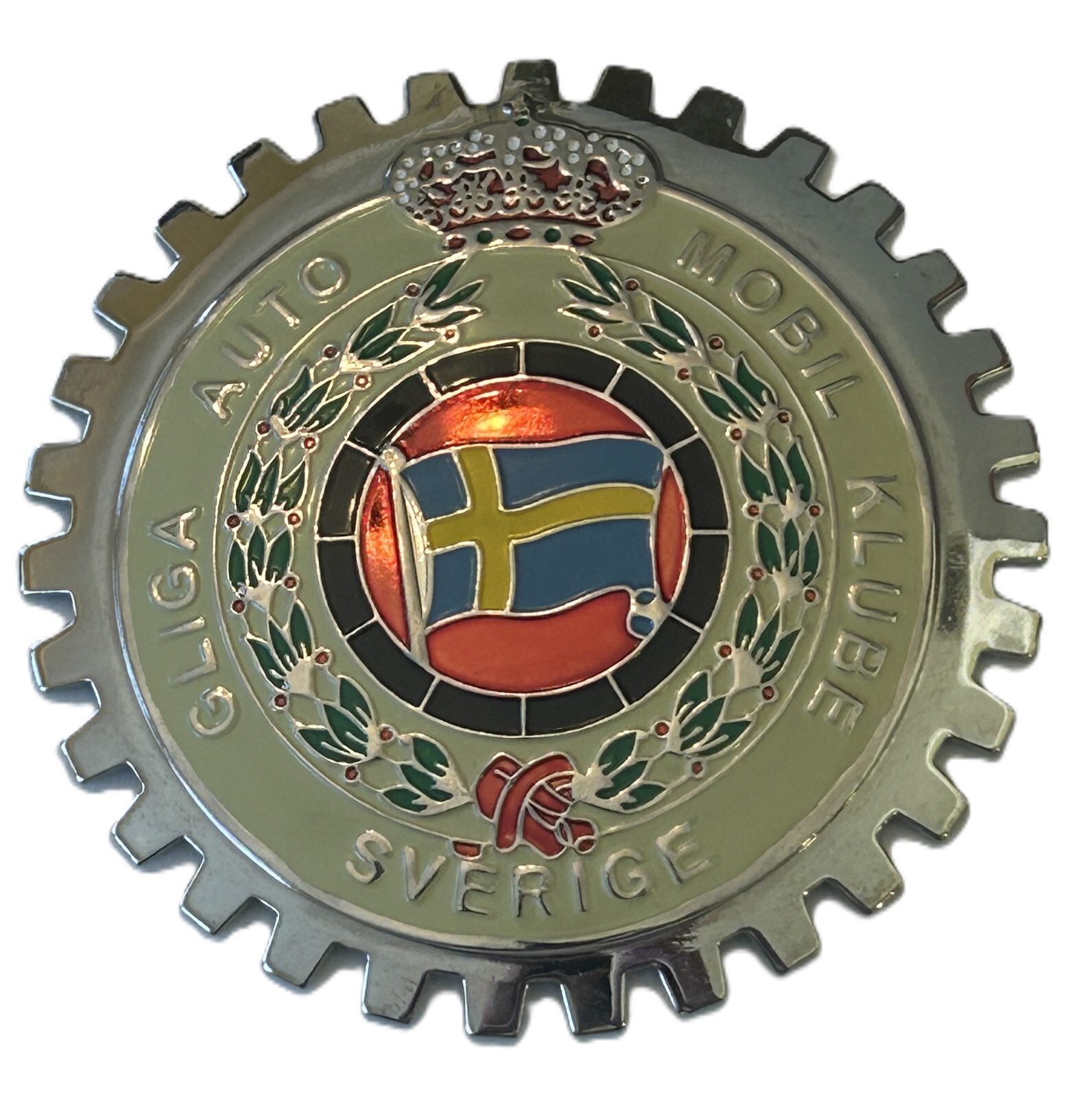 SWEDISH AUTOMOBILE CLUB GRILLE BADGE-  CAR CLUB OF SWEDEN BADGE
