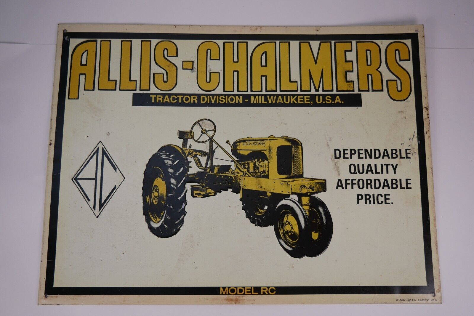 Vintage Allis Chalmers Metal Tractor Tin Metal Sign Wall Garage Farm Man Cave