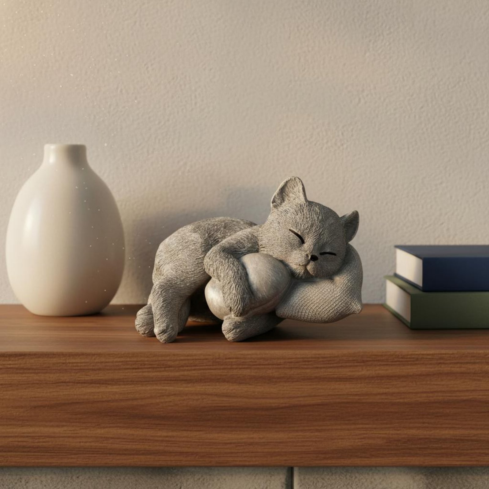 Pet Grave Marker Hand-Crafted Resin Cat Memorial Stone Lifelike Details