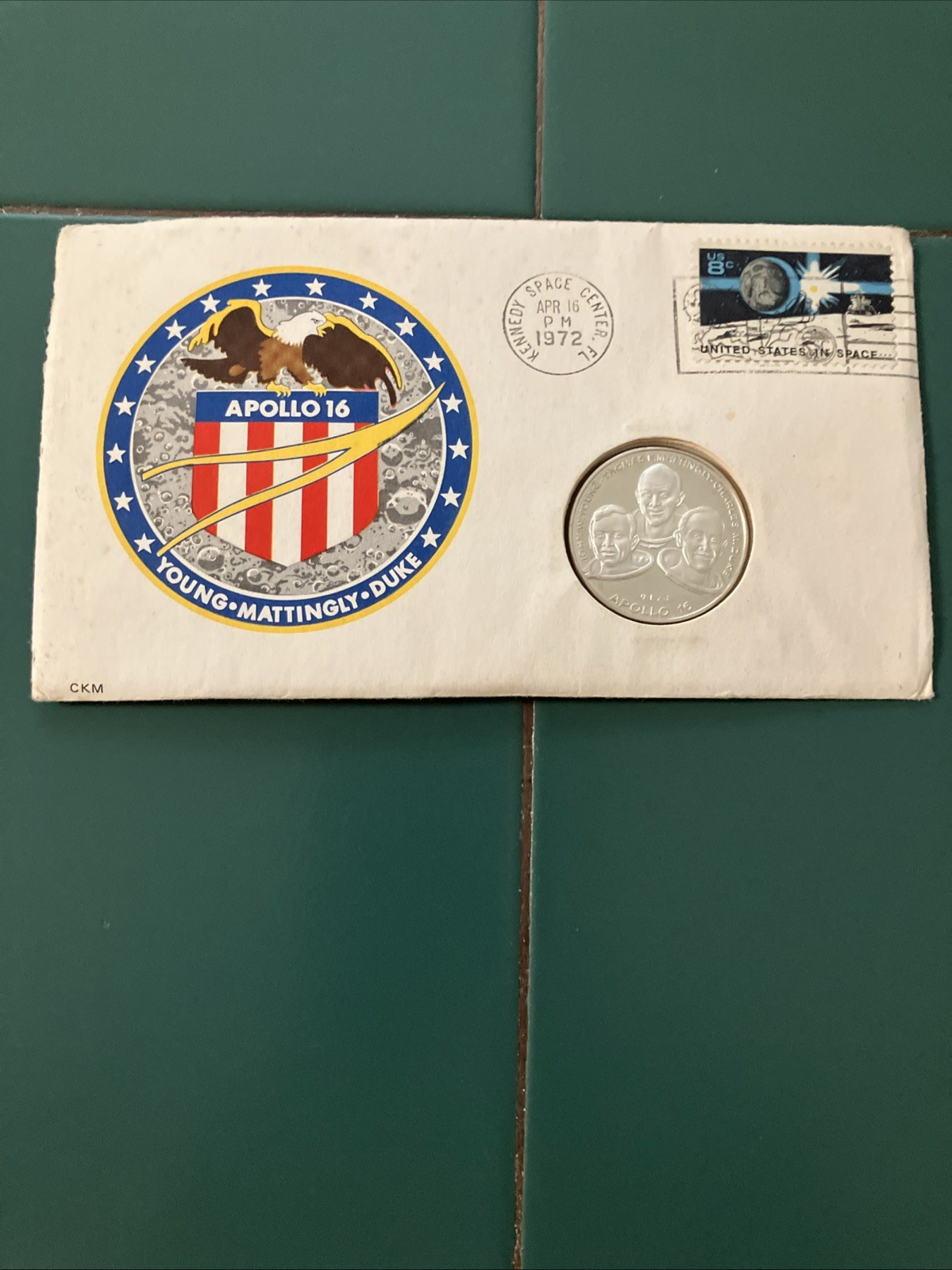 1972 Apollo 16 Launch Cover .999 Fine Silver Argor Swiss Medal Low Serial # 1073 1972 Apollo 16 Launch Cover .999 Fine Silver Argor Swiss Medal Low Serial # 1073