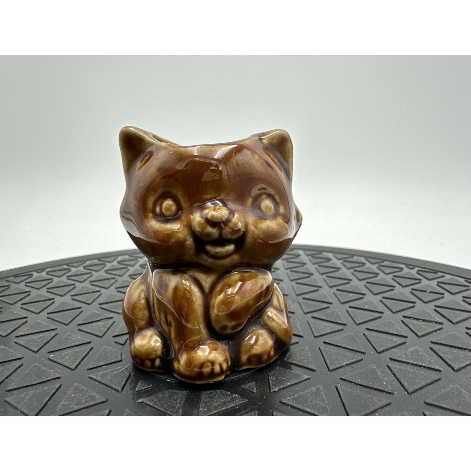 Vintage Cute Little Cat Kitten Planter Vase Toothpick Holder Brown Ceramic