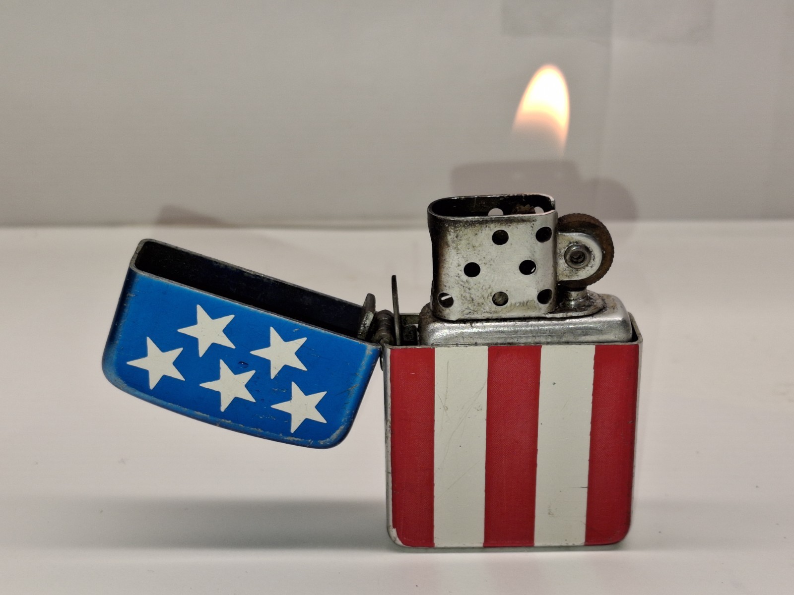 Vintage American Flag Lighter 1960s Storm King Aluminum Lighter Tested & Lights
