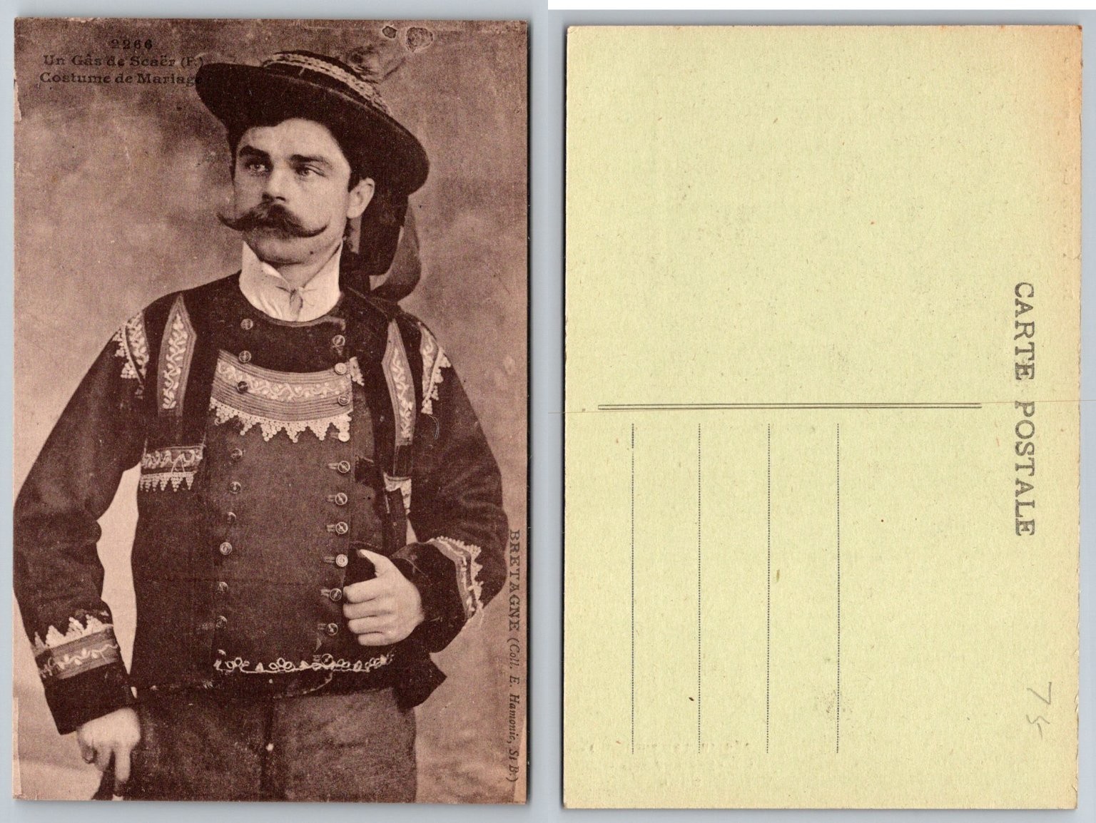 Scaër Finistère Brittany France Wedding Costume RPPC Postcard E. Hamonic