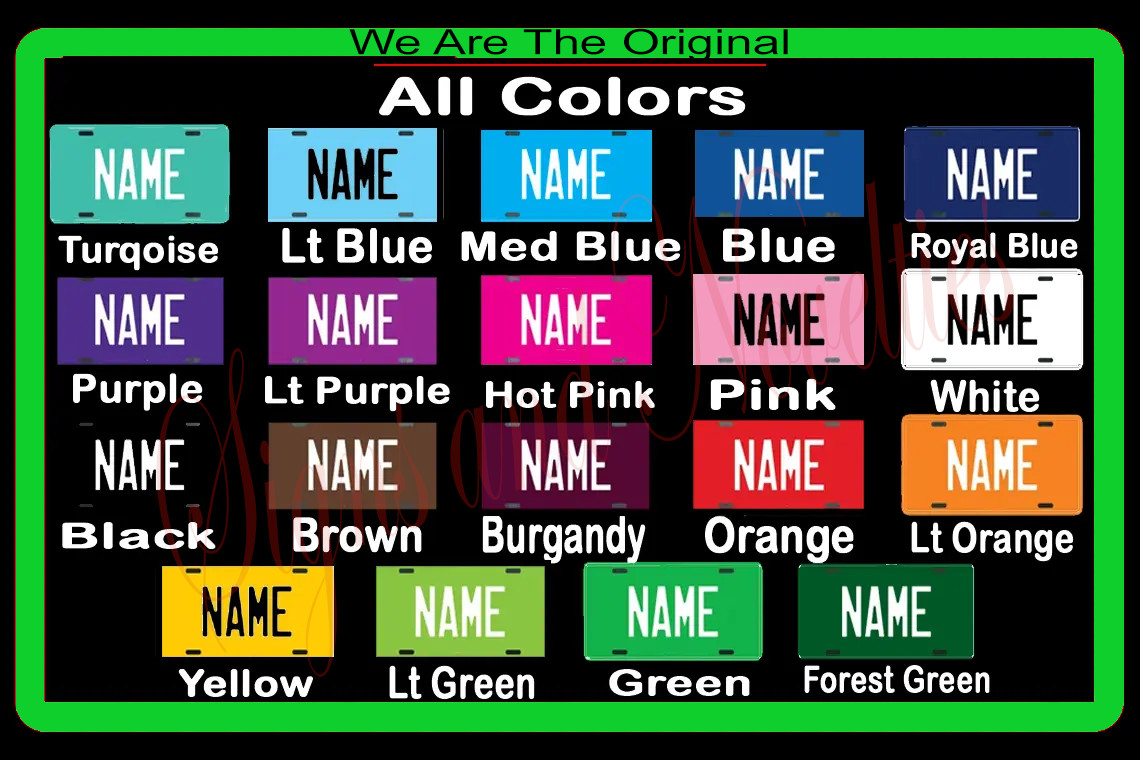 Personalized License Plate Personalize Add Your Own Text And Pick Color