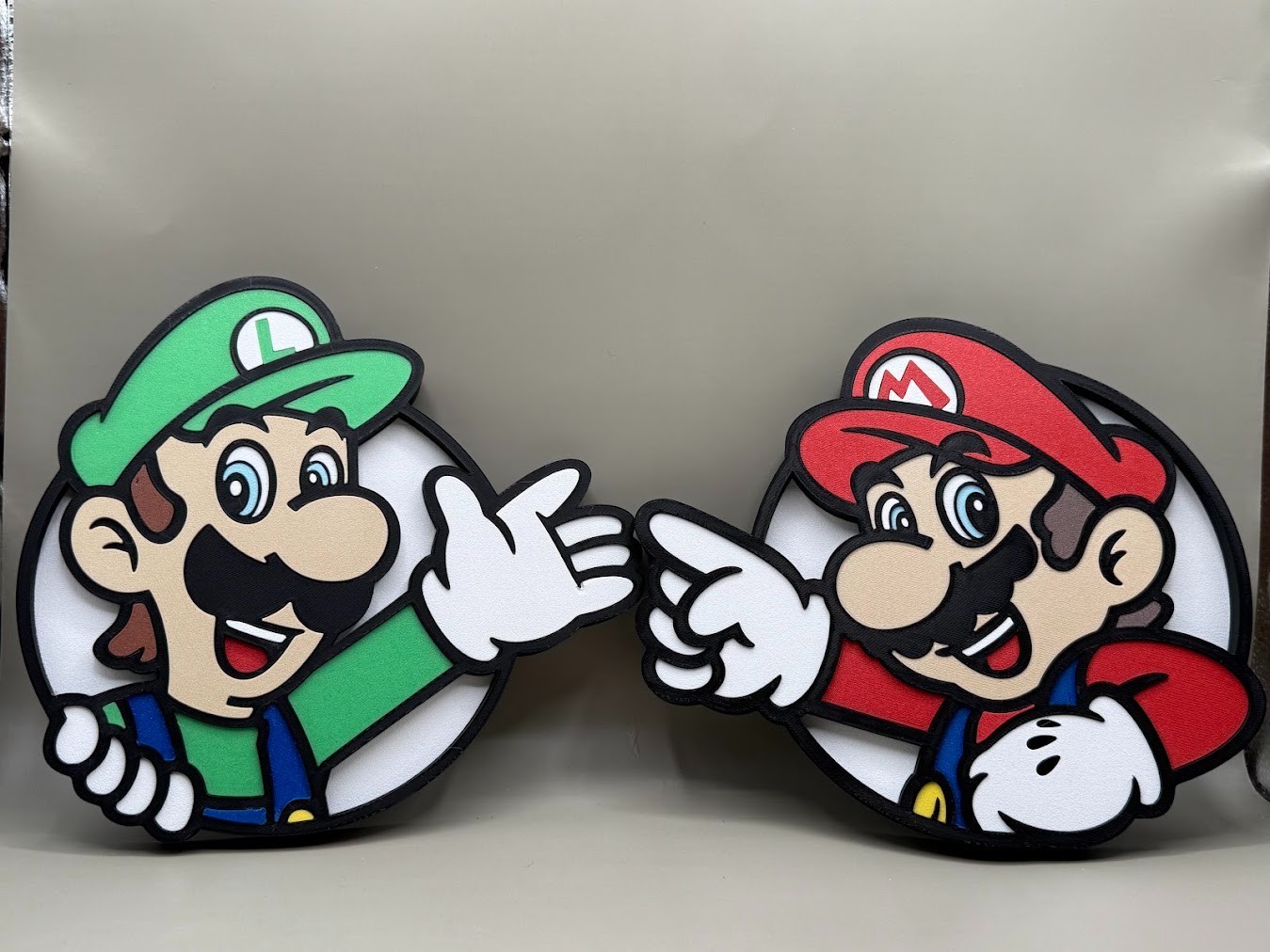 Printed MARIO & LUIGI Wall Art Combo - Super Mario Bros Gaming Room Sign Set 3D