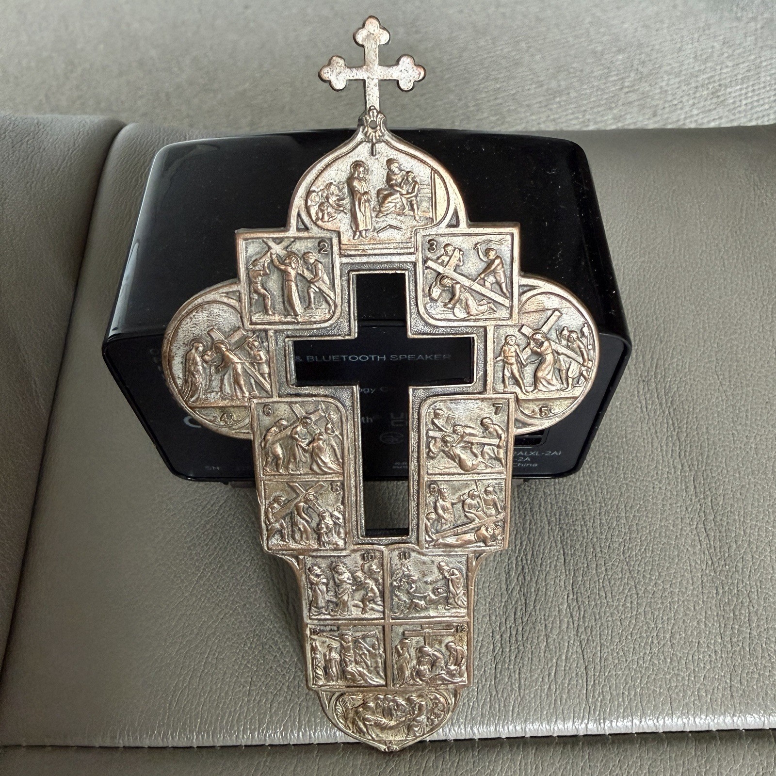 Vintage 14 Stations Of The Cross Metal Crucifix