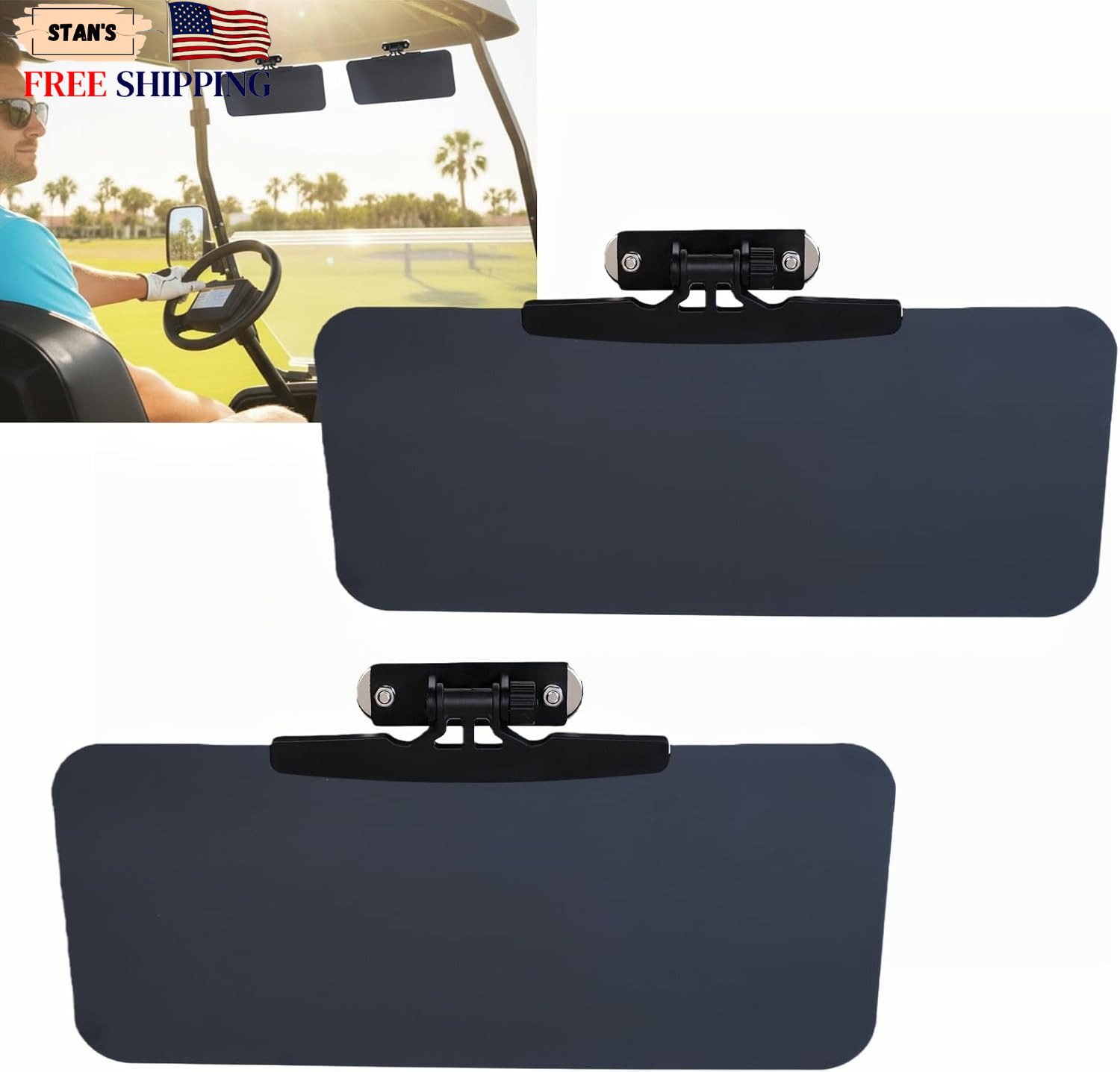 Magnetic Golf Cart Sun Visor for Polarized Anti-Glare Protection 226° Adju 2 Pcs