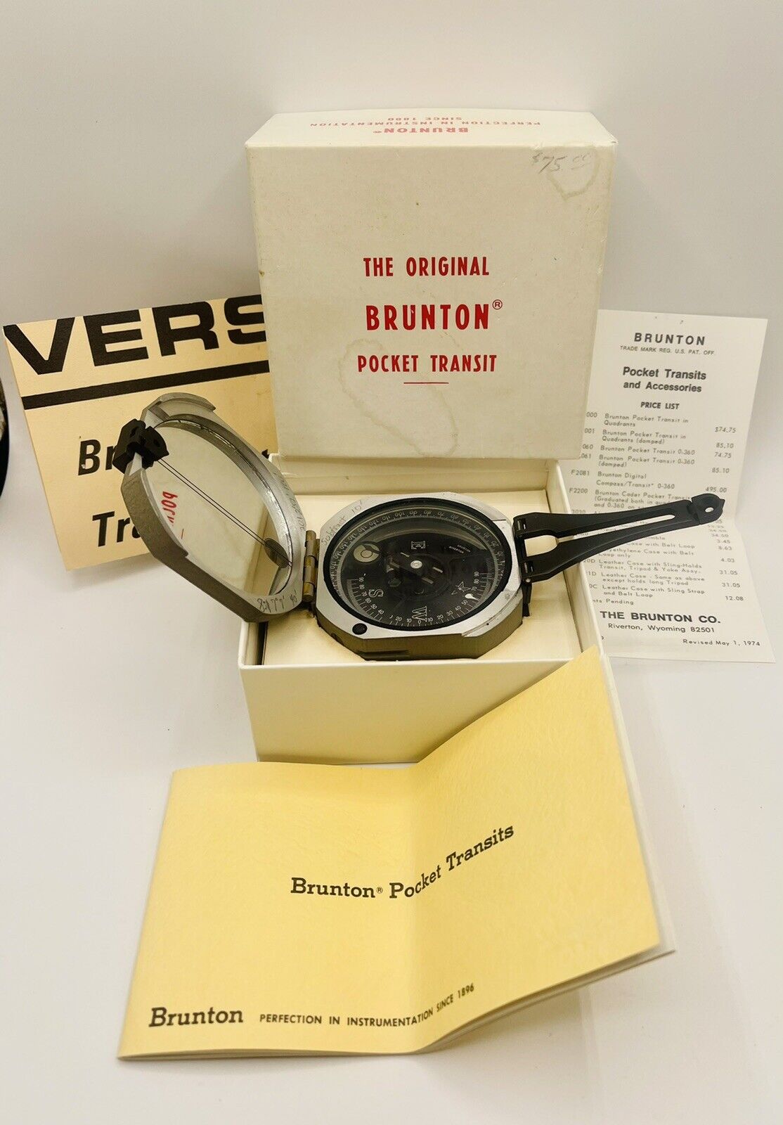 Vintage D.W. Brunton’s Pocket Transit Compass in Original Box F2060 123629