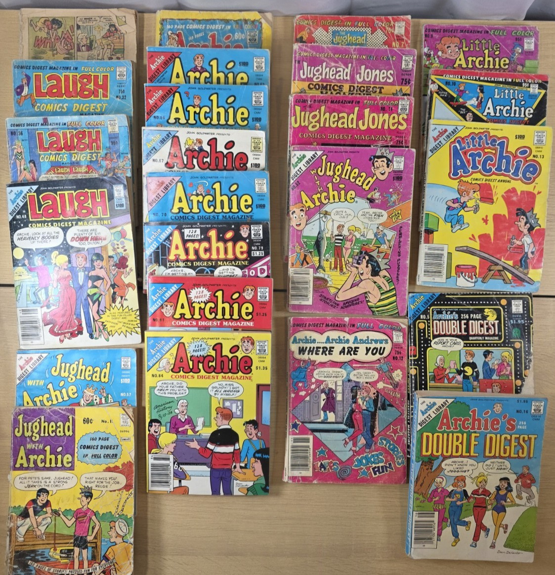 Vintage Archie Comics Digest Lot of 24 - 1970s/80s Keys - Laugh 2, Jughead 7