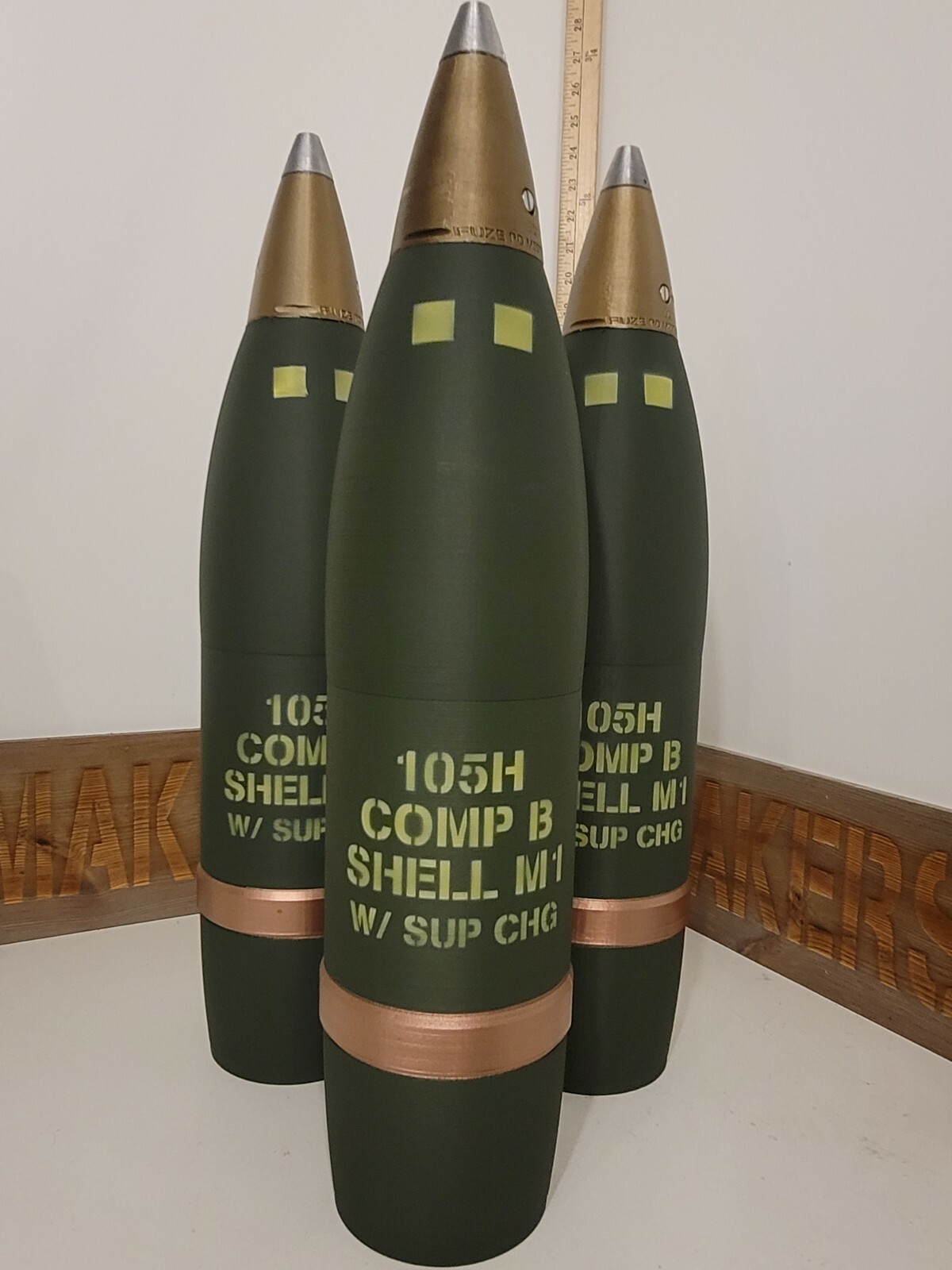 3 Pack 3D Printed 105MM Shell COMP-B Whiskey Stash -  Fake Cosplay FAKE