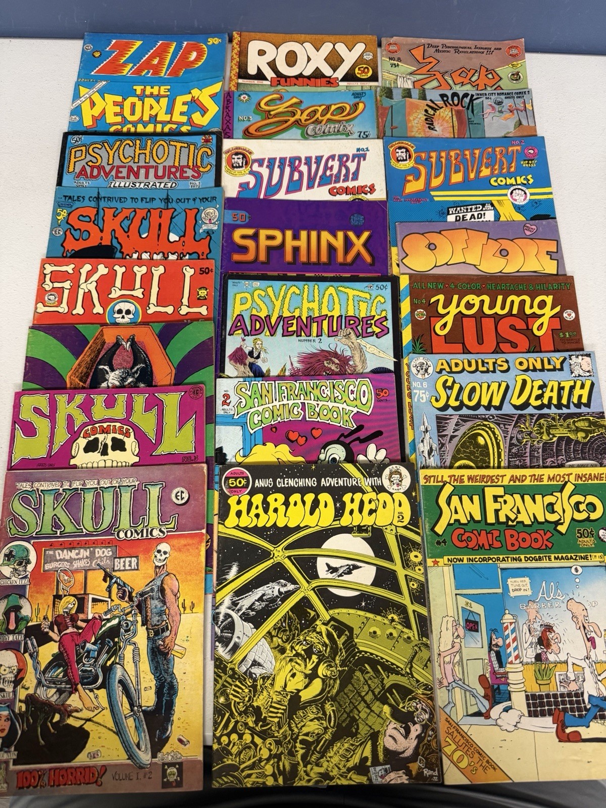 1970s Underground Comix Lot of 23 Skull Zap San Francisco Crumb Average VG *S11