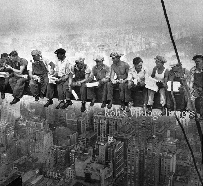 Vintage New York City photo Skyscraper Contruction Skyline Scene Street print