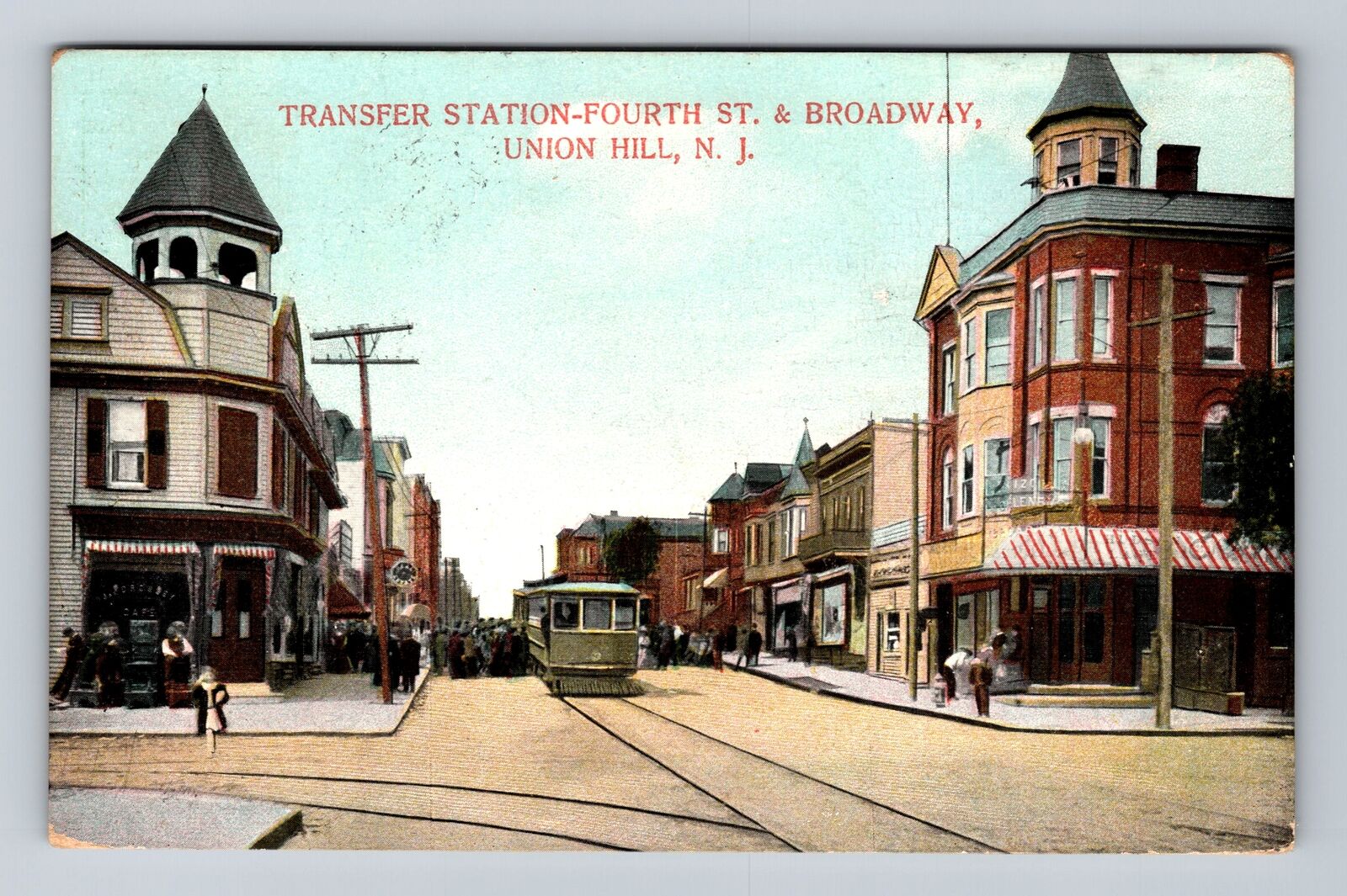 Union Hill NJ-New Jersey, Transfer Station Fourth St, Vintage c1910 Postcard