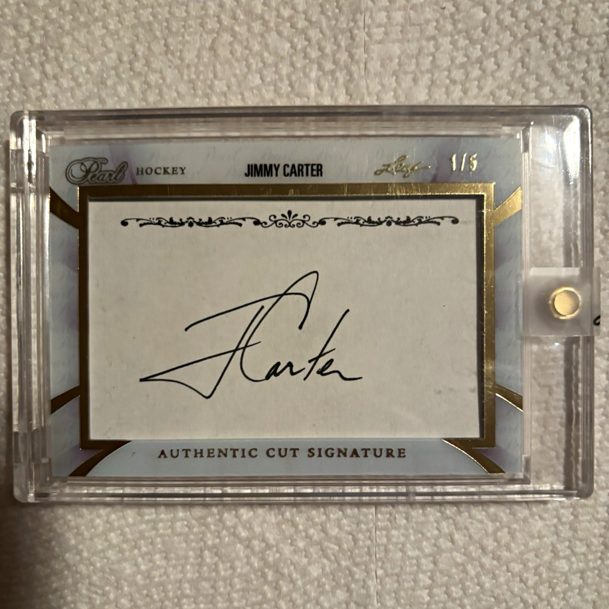 Leaf 2017-18 Pearl Hockey Jimmy Carter Cut Signature Auto Card #CS-JC1 1/5