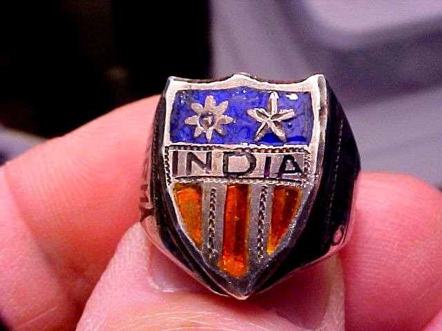 WW2 WWII CBI Cbi Silver & Enamel Ring Dated 1945 China Burma India Hard to Find