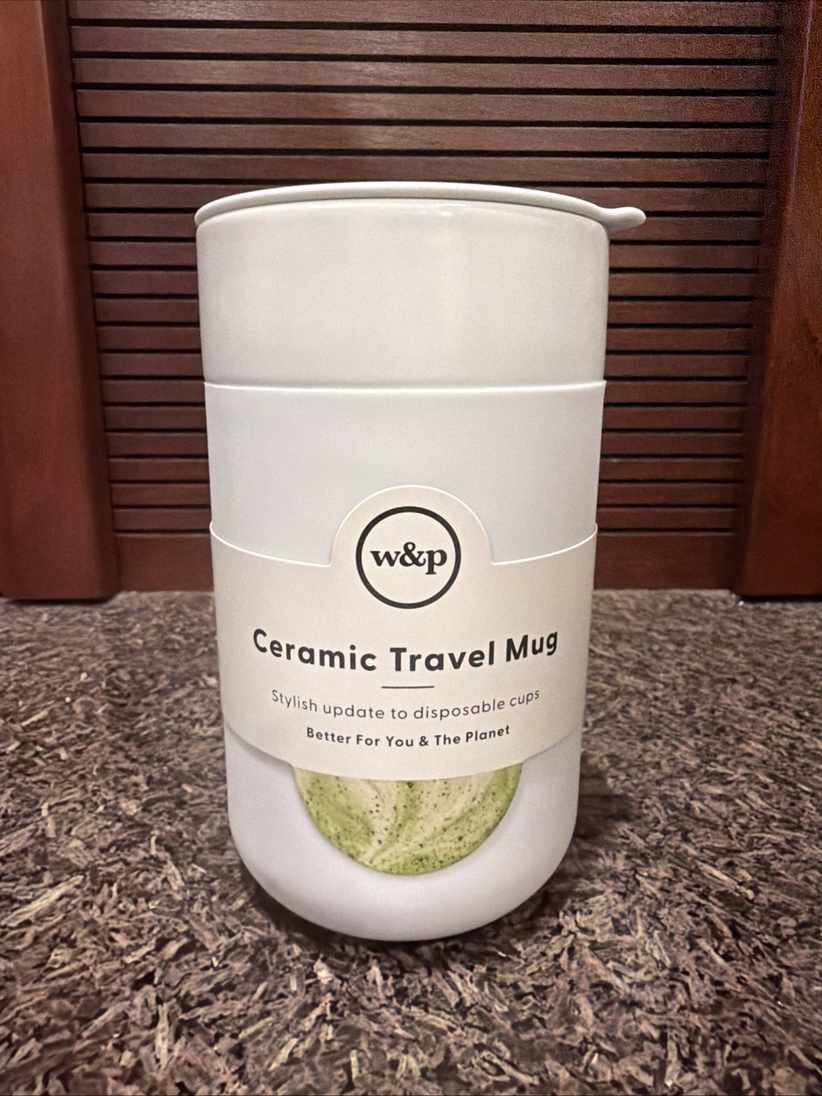 NEW Discontinued W&P Porter Ceramic Travel Mug Pastel Light Blue 16 oz