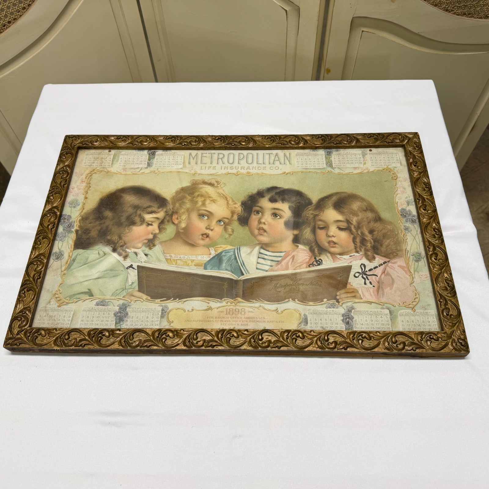  1898 Metropolitan Life Insurance Company Framed Calendar Print