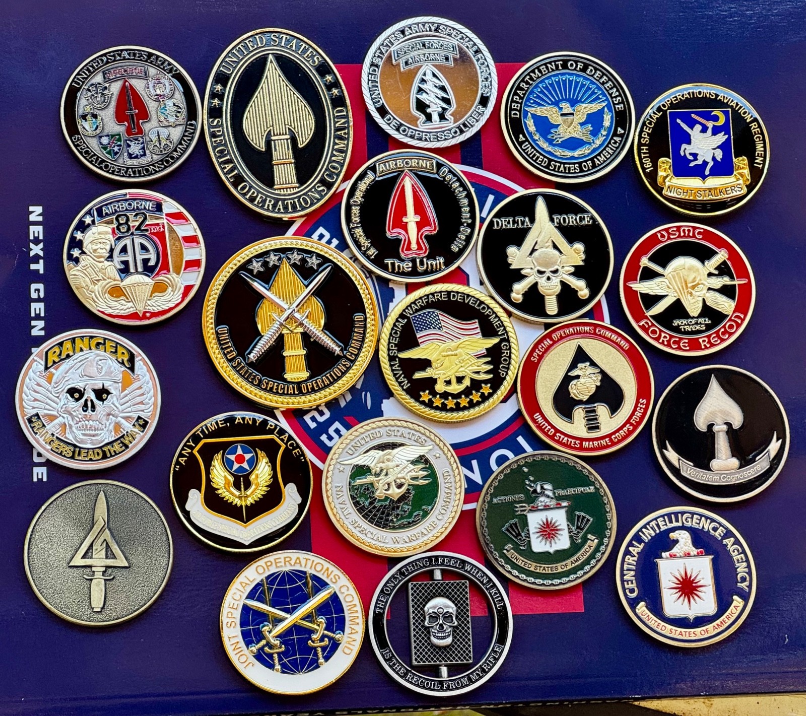 Huge Special Operations USAF USMC USA NAVY Challenge coin Collection 21 coins